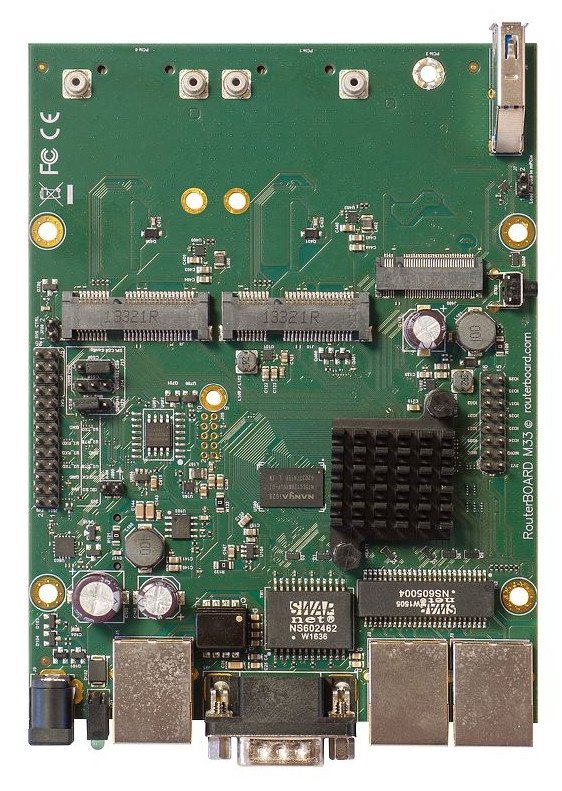 MikroTik RouterBOARD M33G with 3 Gigabit LAN, 2 MiniPCI-e, 2 Sim slot, USB 3.0, PoE in
